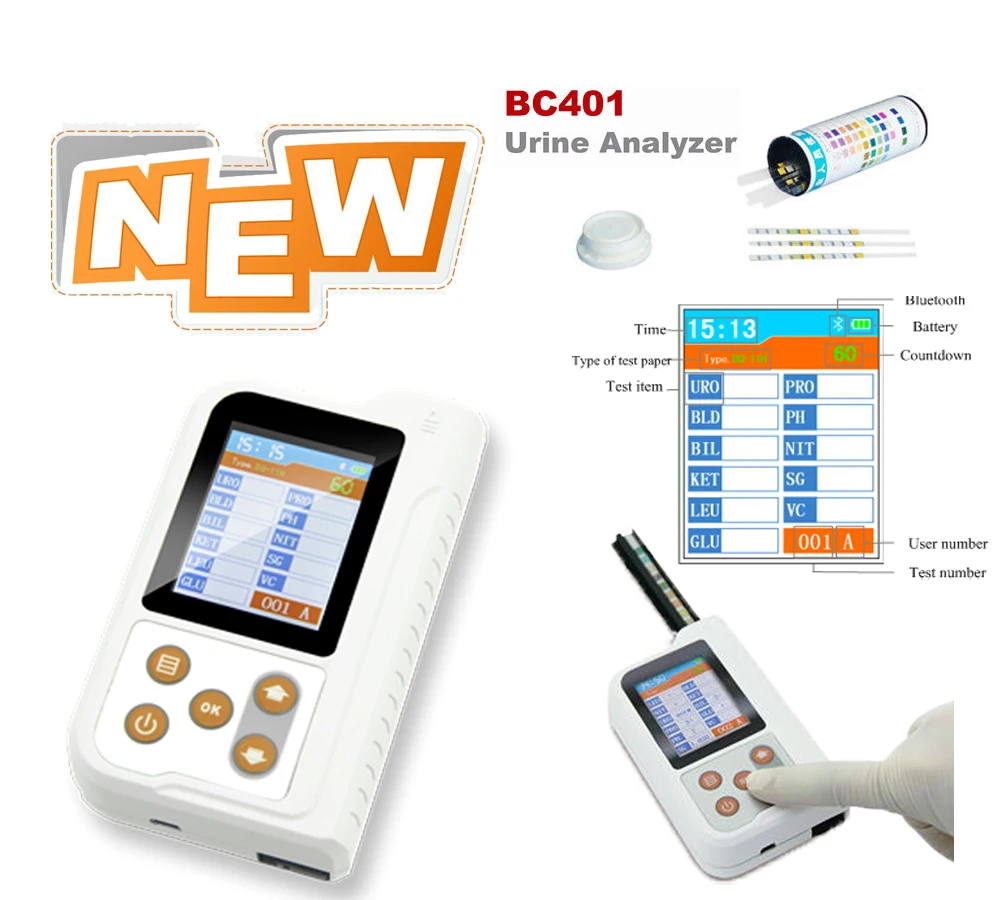 Анализатор мочи BC401 с Bluetooth 2 4 дюйма ЖК-монитор микроusb 11 тестовых параметров + 100