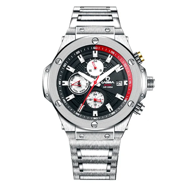SilverBlack Relogio Masculino бренд CASIMA роскошные часы для мужчин 100 м водонепроницаемые светящиеся Спортивные кварцевые наручные часы Saat Reloj Hombre - Цвет: SilverBlack