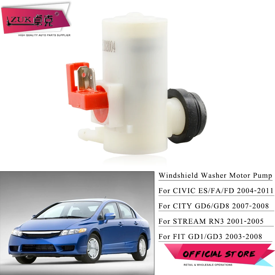 Моторный насос для омывателя лобового стекла ZUK HONDA CIVIC 2004-2011 подходит JAZZ 2003-2008 STREAM