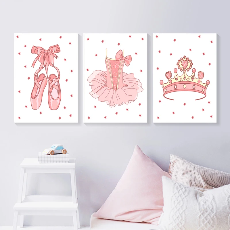 Розовая балетка флейта плакат с короной детская принцесса Скандинавская
