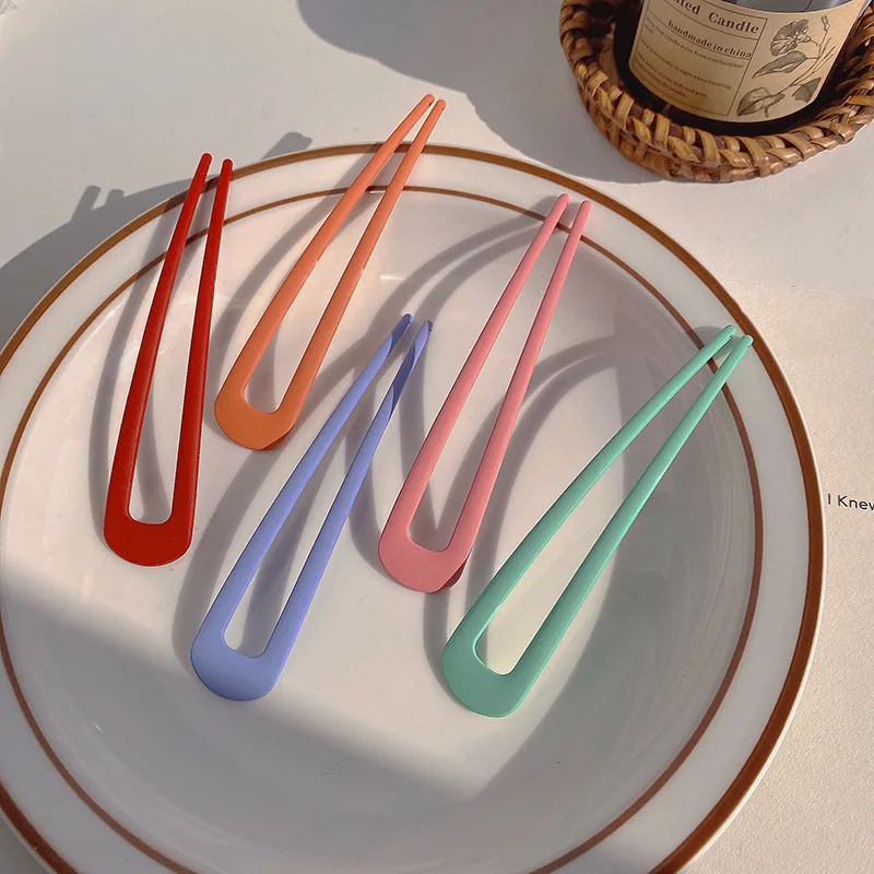

Girls Hair Accessories Candy-colored Hairpins Simple Wild Balls Hair Ornaments U-shaped Hairpins Fashion Hairpins Snap Clip