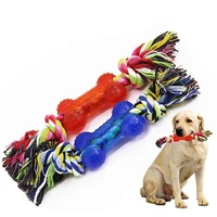 dog chew toy durable rubber bone braided cotton rope knot toy pet tooth cleaning puppy molar outdoor training playing toys