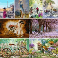 diy diamond painting bicycle flower 5d square diamond painting diamond embroidery cross stitch mosaic picture home decoration