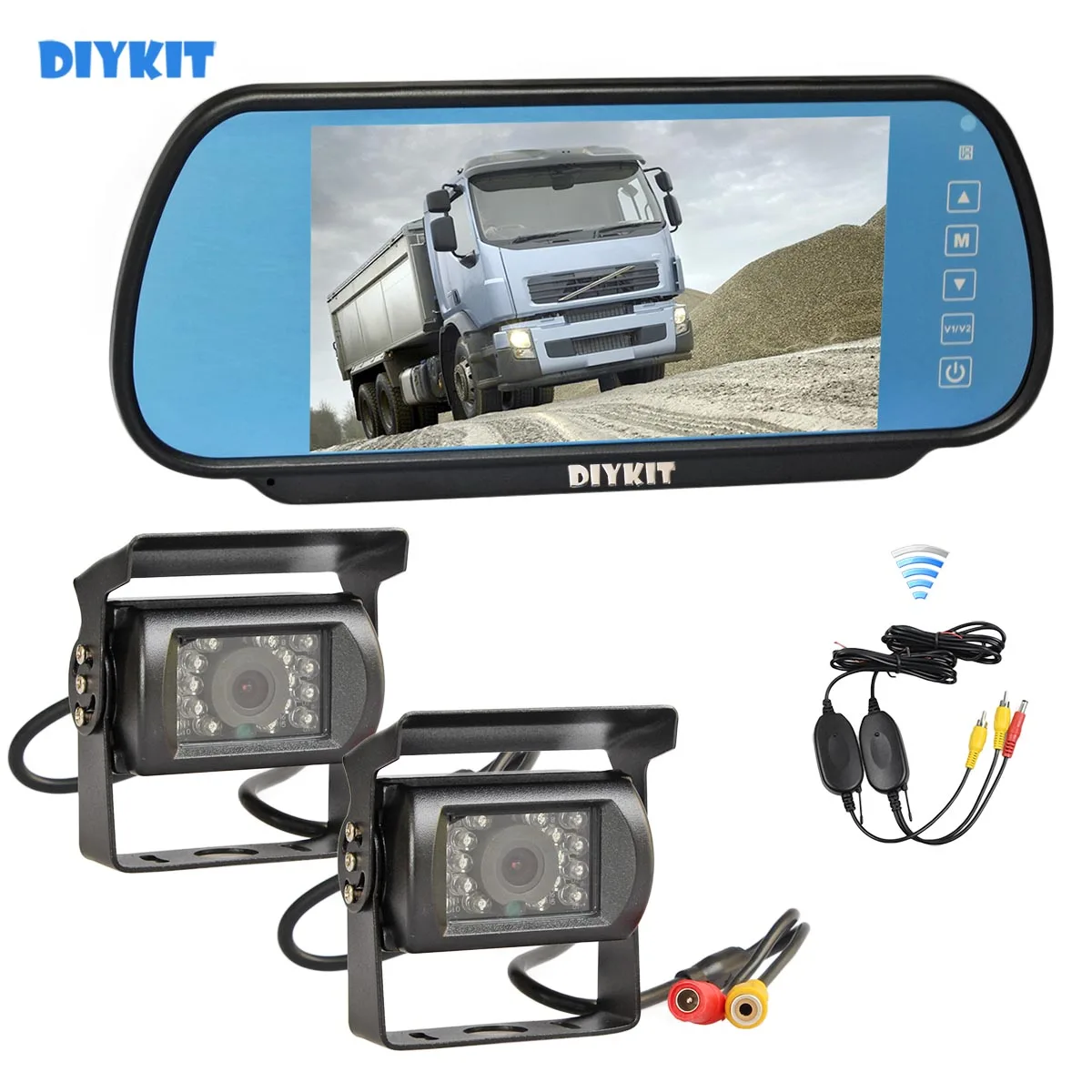 DIYKIT Беспроводная 7 дюймов HD зеркало монитор автомобиля водонепроницаемый CCD