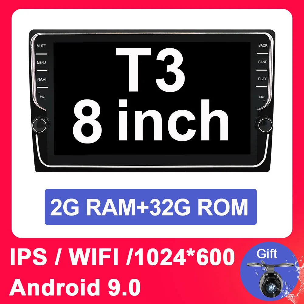 8 inch T3 4CORE Eunavi 9 дюймов Android 9,0 универсальный автомобильный Радио стерео 4G 64G RK3399 2 din Автомобильный dvd-плеер на основе Android gps навигация wifi BT аудио - Цвет: 8 inch T3 4CORE