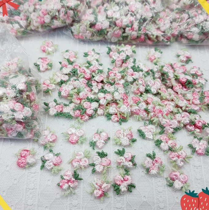 100 Pieces 1.6cm Width Red Green Embroidered Floral Lace Embellishment Applique Patches Trimming Sewing Supplies for Women | Дом и сад