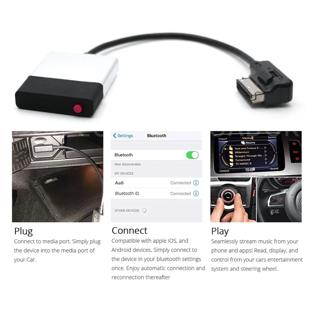 $71.28 Car Bluetooth 5.0 Hifi Music Receiver Module for Mercedes-Benz for Audi for VW MDI AMI MMI Media Interface AUX Cable Adapter