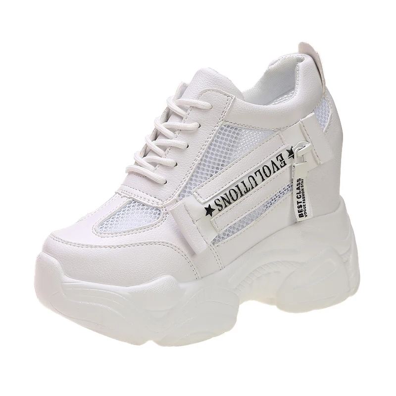 

Thick-Soled Inner Heightening Women's Shoes Spring And Summer New Wild Mesh Breathable Low-Top Lace-Up Casual Sneakers