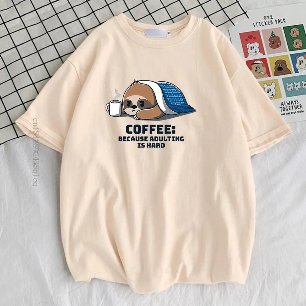 

Sloth Because Adulting Is Head Print Men's T-Shirt Style Big Size Tshirt Retro Crew Neck T-Shirts Simplicity Vintage Male Top