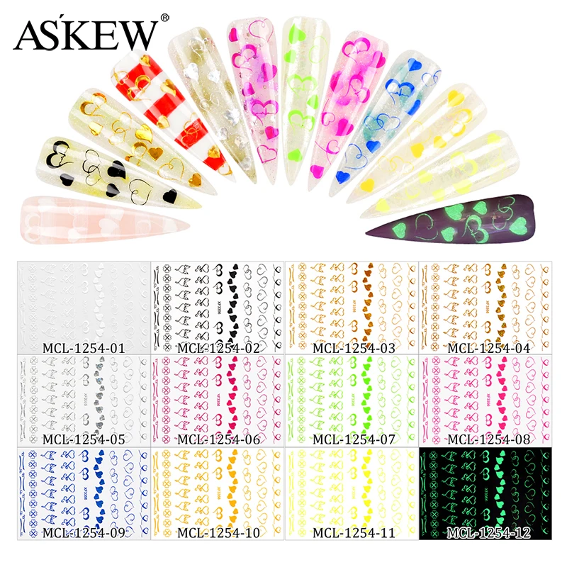 12 шт./лот милые наклейки для ногтей сделай сам Микс Цветов с наклейкой на заднюю