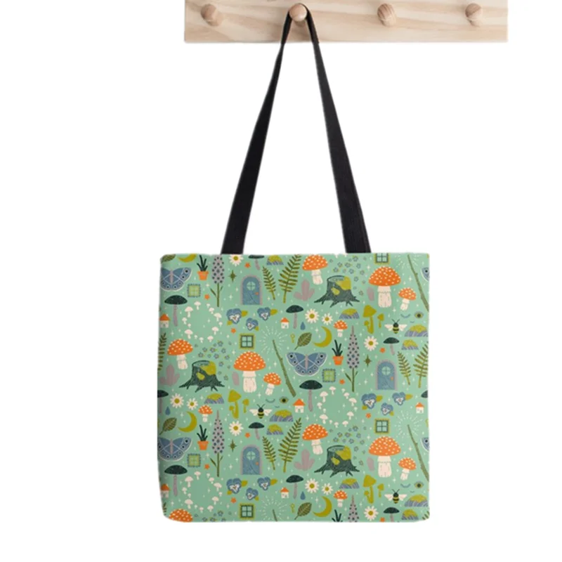 

Funny Shopper Fairy Garden Tote Bag Print Tote Bag women Harajuku shopper handbag girl Shoulder shopping bag Lady Canvas Bag