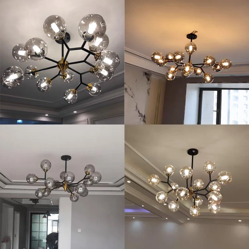 

Modern Glass Ball Chandeliers for Dining Room Kitchen Living Room Bedroom Hanging Ceiling Chandelier Indoor Lighting Fixtures AC
