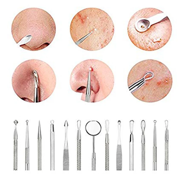 

Blackhead Remover and comedone extractor Pimple Acne Extractor Tool Best Comedo Removal Kit with mirror