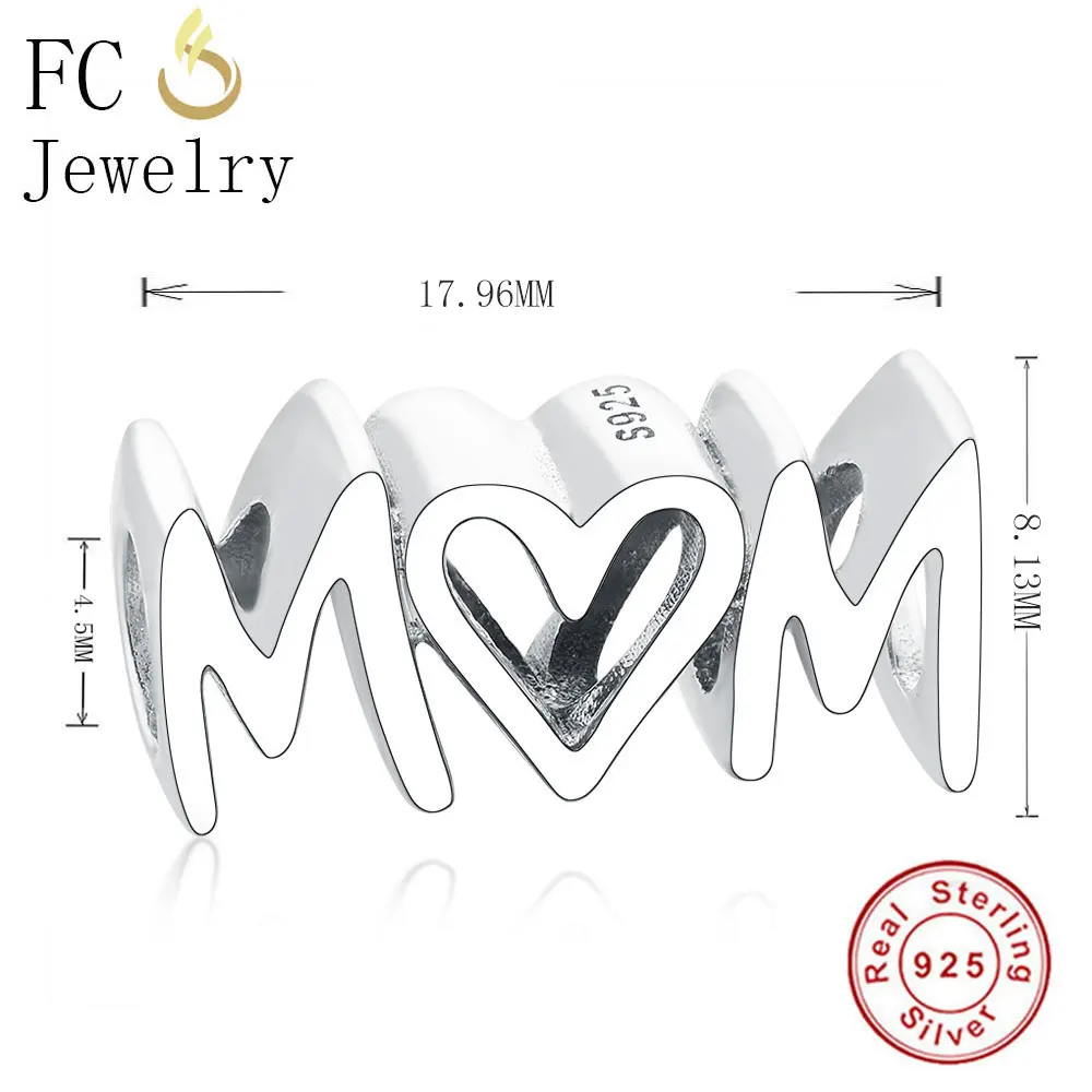 FC Jewelry Fit Original Brand Charm Bracelet 925 Sterling Silver Letter Alphabet Script Mom Bead Making Family Kids Berloque | Украшения и