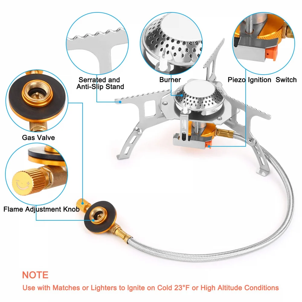 

Camping Gas Stove Portable Folding Outdoor Backpacking Stove Tourist Equipment For Cooking Hiking Picnic 3500W