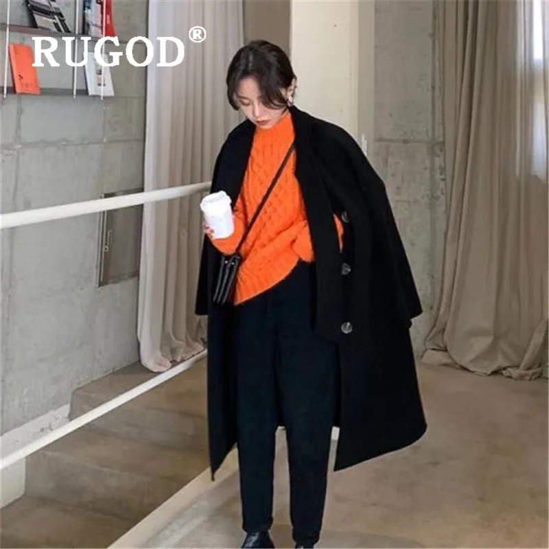 Женский свитер с круглым вырезом RUGOD элегантный вязаный пуловер рукавами летучая