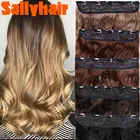 Sallyhair синтетическое высокотемпературное волокно 5 заколок в заколке цветные волосы Омбре прямые волосы для наращивания