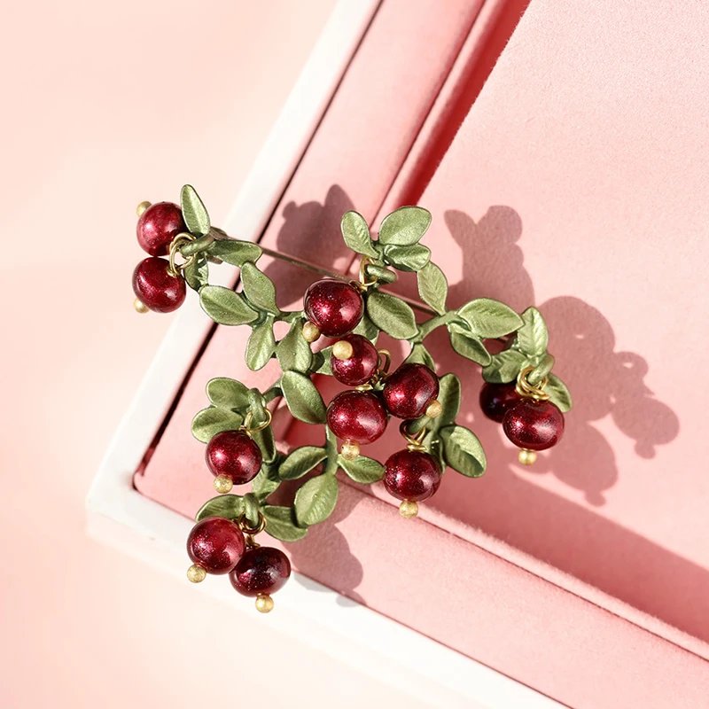 Ювелирные изделия зеленая крашеная Клюква жемчужная Пряжка для шаль брошь в виде