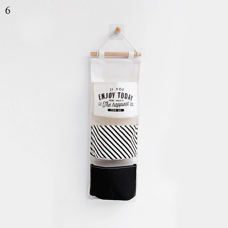 

Nordic Style Hanging Storage Bag 3 Pockets Cotton Linen Wall Mounted Wardrobe Hang Bag Wall Pouch Cosmetic Toys Organizer