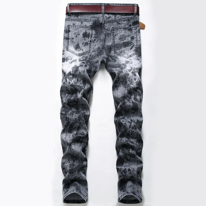 

2021 Men's Gray Jeans Youth Personalized Stretch White Jeans