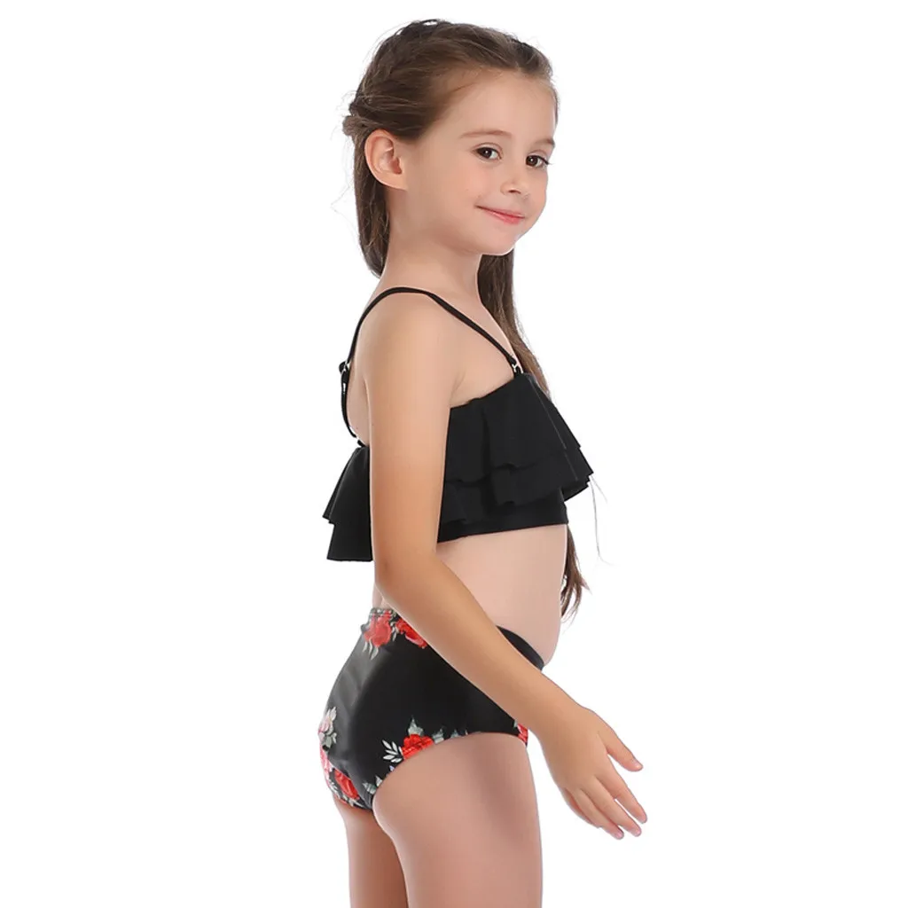 

2020 New Two Piece Swimsuit Girls Print High Waist Matching Fashion Family Swimsuit Clothing 3.19