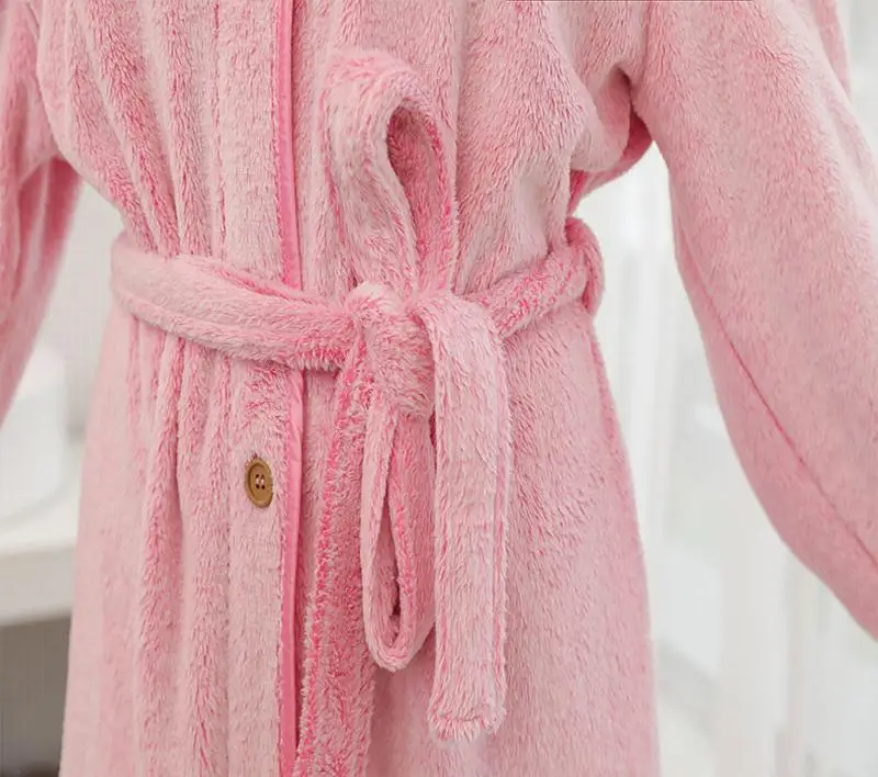 

Winter Women Thicken Robe Loose Plus Size Kimono Bathrobe Gown Flannel Couple Nightdress With Buttons Sleepwear Long Nightgown