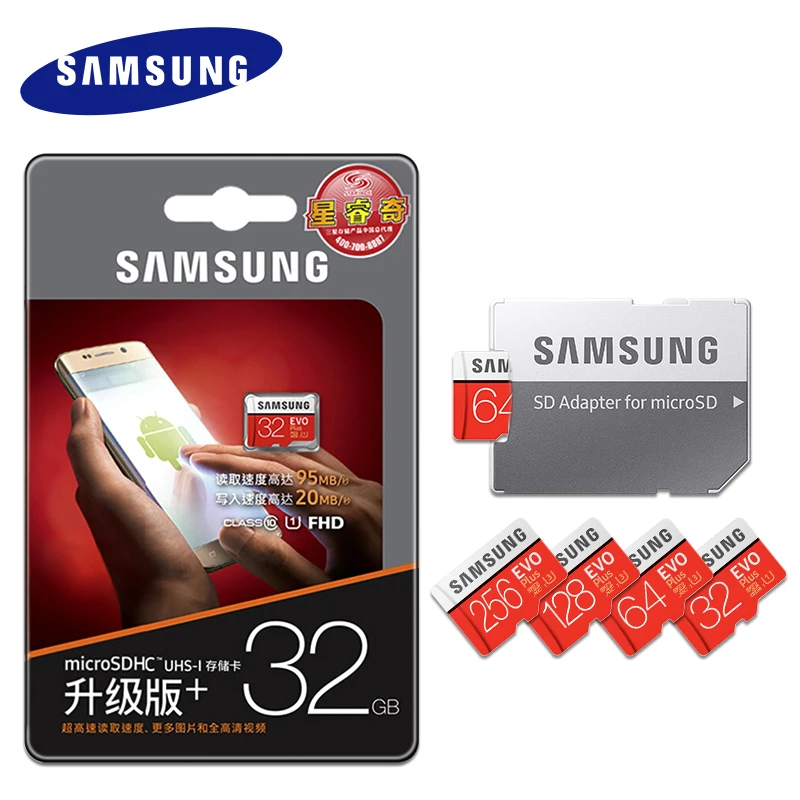 Оригинальная карта памяти SAMSUNG Evo Plus класса 10 32 Гб 64 Гб SDHC/SDXC Micro SD карта 128 ГБ 256 ГБ флэш-карта класса 10 UHS-1 TF карты
