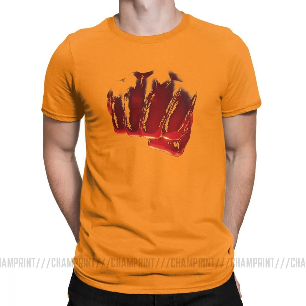Мужская футболка One Punch Man Aitama из чистого хлопка, футболки с коротким рукавом Saitama OPM Oppai, Аниме Манга, футболки с круглым вырезом, одежда 6XL - Цвет: Оранжевый