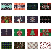 retro christmas tree print pillowcase 3050cm rectangle elk peach skin waist cushion cover for sofa living room home decorative