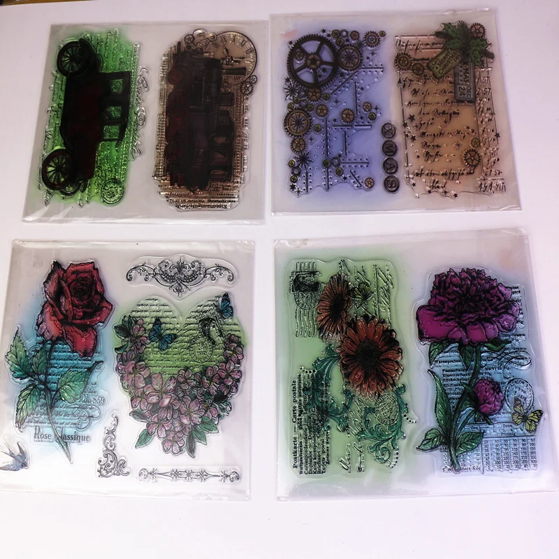 Новейший яркий цветочный прозрачный штамп фон Сделай Сам Скрапбукинг резиновая