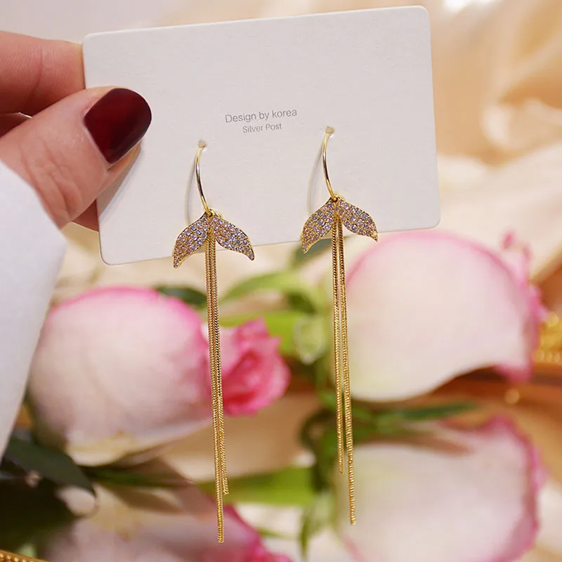 Женские серьги с кисточками и хвостом Русалочки модные дизайнерские Роскошные