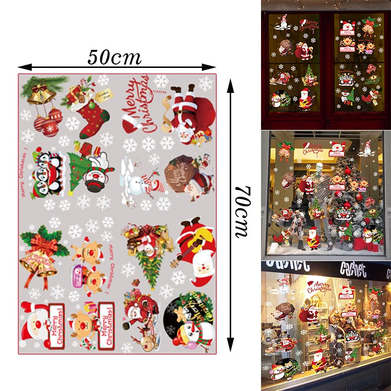 Дисплей стикер на стену окно Санта самонаклеивающийся Снеговик винил ПВХ