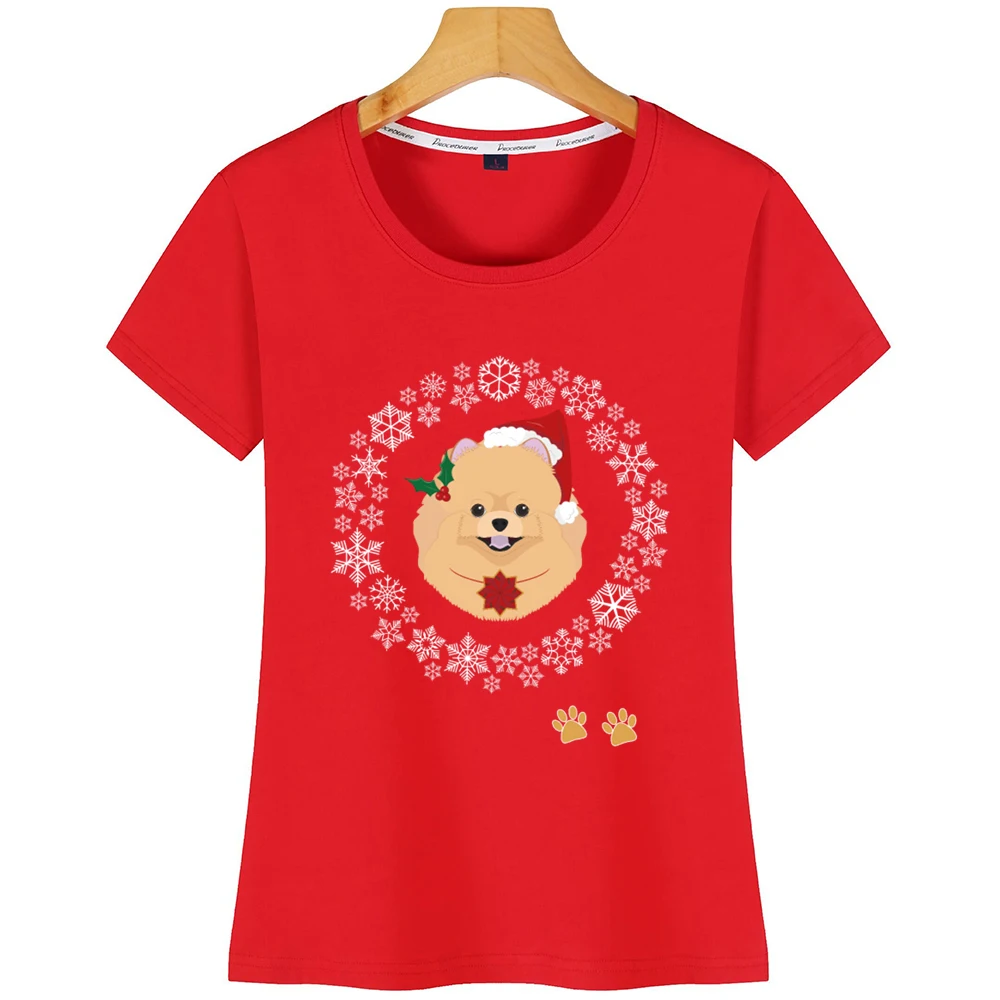 Женские футболки забавные своего померанского шпица собака вeчeринки yкрaшeнa снег