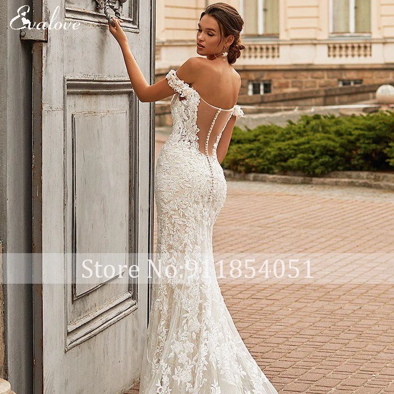 EVALOVE романтическое свадебное платье с милой горловиной пуговицами и юбкой-годе