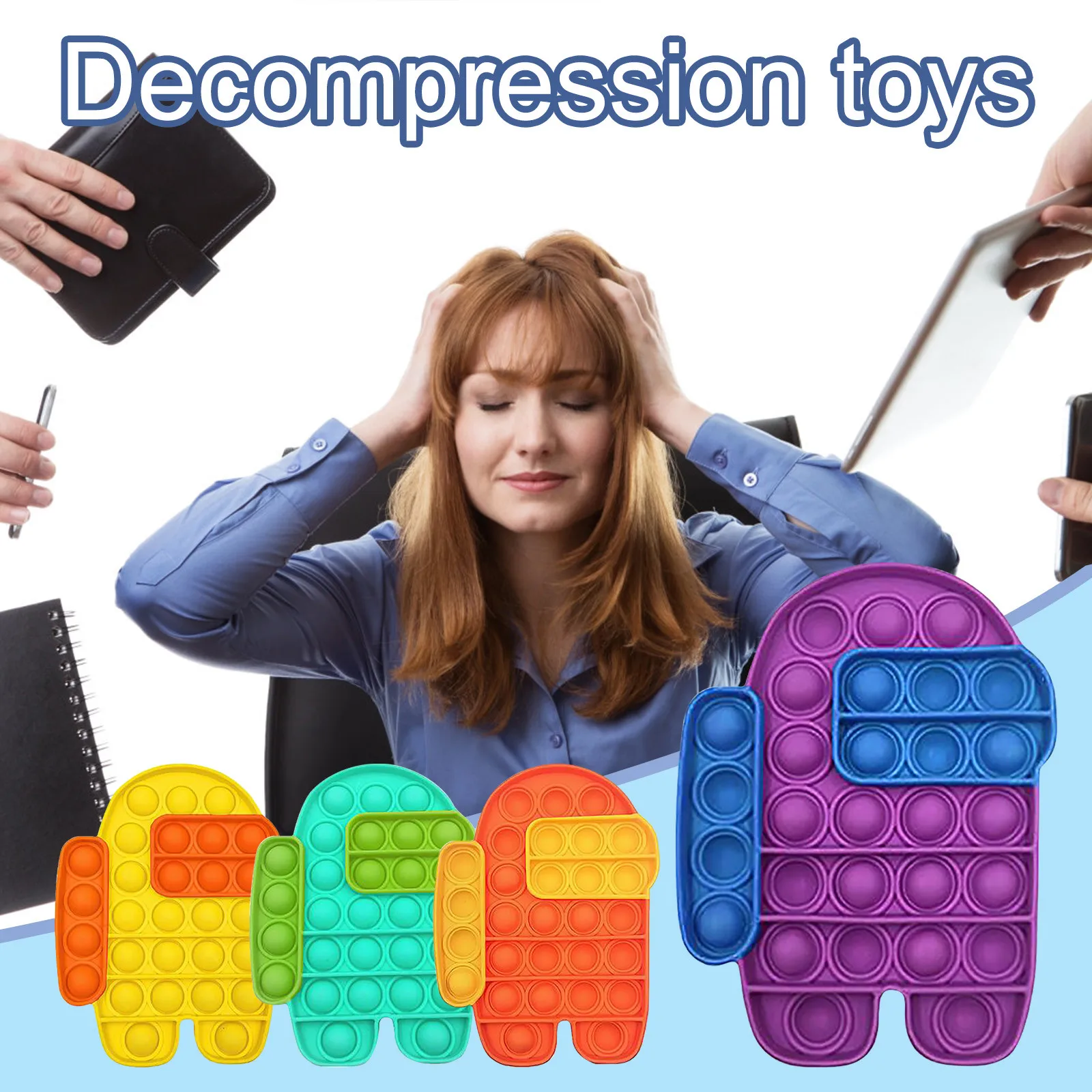 

Interesting Decompression Dimple Toy Multi-color Decompression Anxiety Toy Release Pressure Bubble Toy For Adults Children