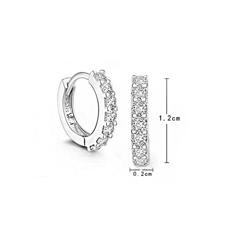 

Wholesale 100 pairs/lot 12mm Samll Hoop Loop Earrings Tiny Zirconia Loop Huggie Earrings Fashion Jewelry for Women Men Girls