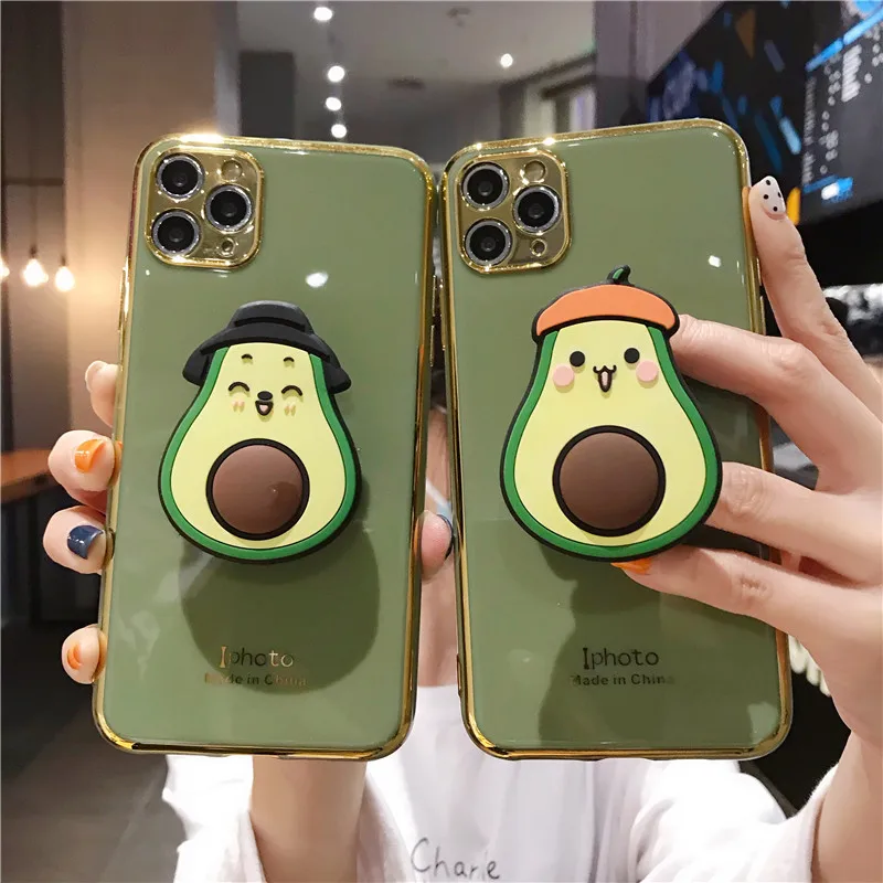 

Cute Folding Stand Avocado Couple's Soft Case For Iphone 11 12 Pro Max Mini 7 8 6 6s Plus Xr X Xs Max Se 2020 Phone Cover Fundas