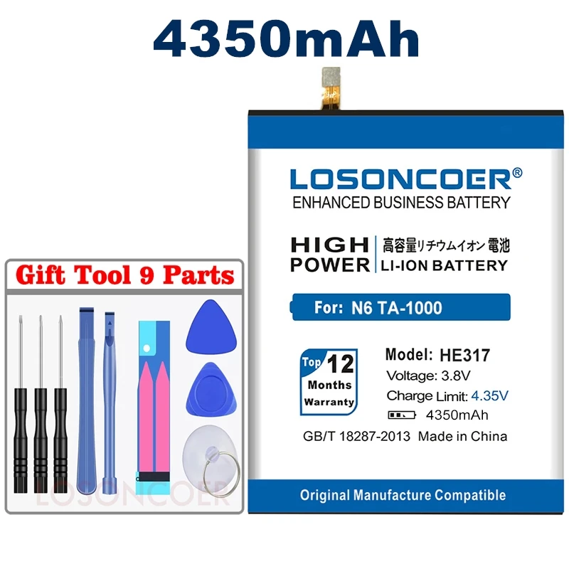 LOSONCOER HE317 4350 мАч для Nokia 6 Nokia6 аккумулятор N6 TA-1039 TA-1000 TA-1003 TA-1021 TA-1025 TA-1033 TA-высококачественные аккумуляторы