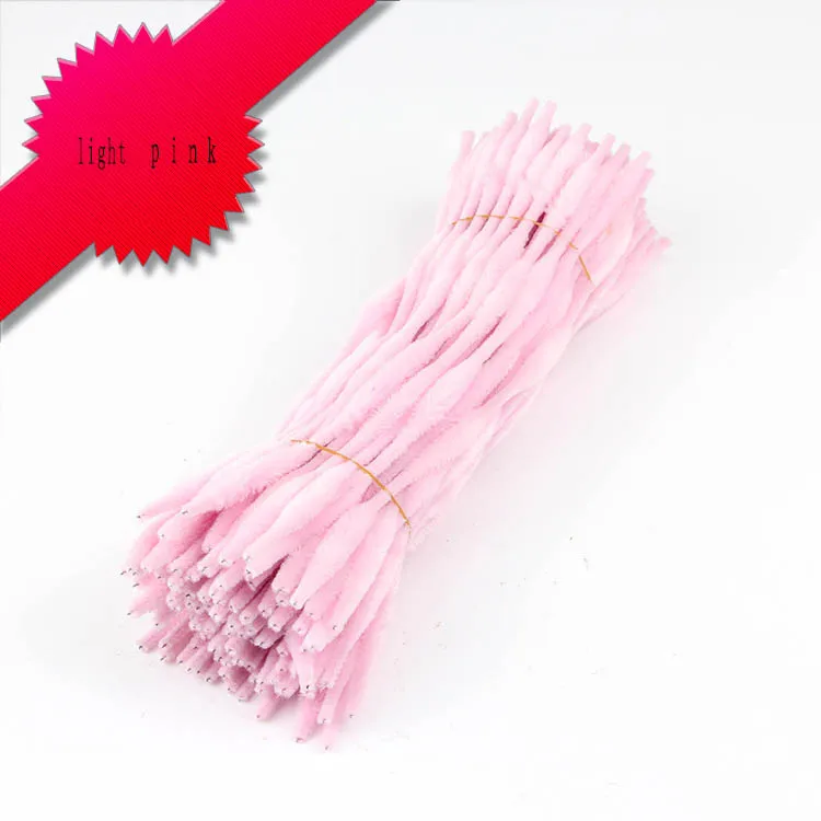 light pink 100 шт Красочные гофрированные шенилле Стебли трубы скрученный стержень ручной материал, аксессуары для поделок Детские интеллектуальные игрушки Дети - Цвет: light pink