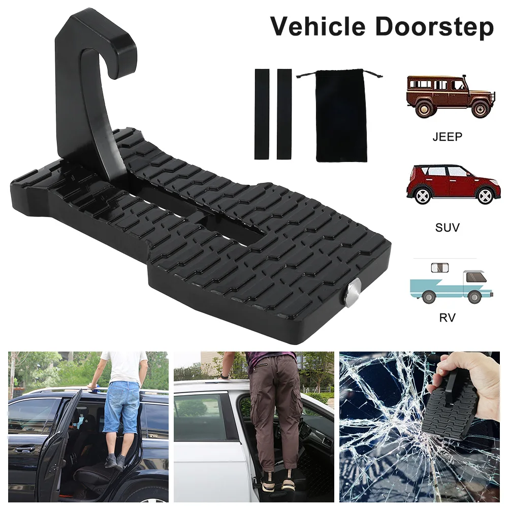 

Car Doorstep U-shaped Latch Vehicle Doorstep Folding Ladder Foot Rest Anti-slip Wave Pattern Up to 660 Pounds for SUV RV