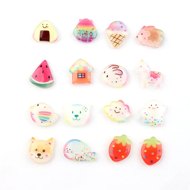 

Resin Cute Cartoon Ice Cream Animal Fruit Cloud Flatback Cabochons DIY Scrapbooking For Hairbow Centers Decor