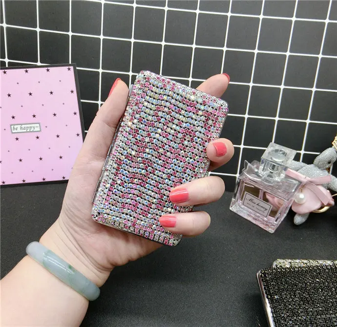 Rainbow pink 14-20 сигарет женский тонкий Портсигар сигарета коробка Автоматическая крышка портативный Высококачественный водонепроницаемый творческие подарки - Цвет: Rainbow pink