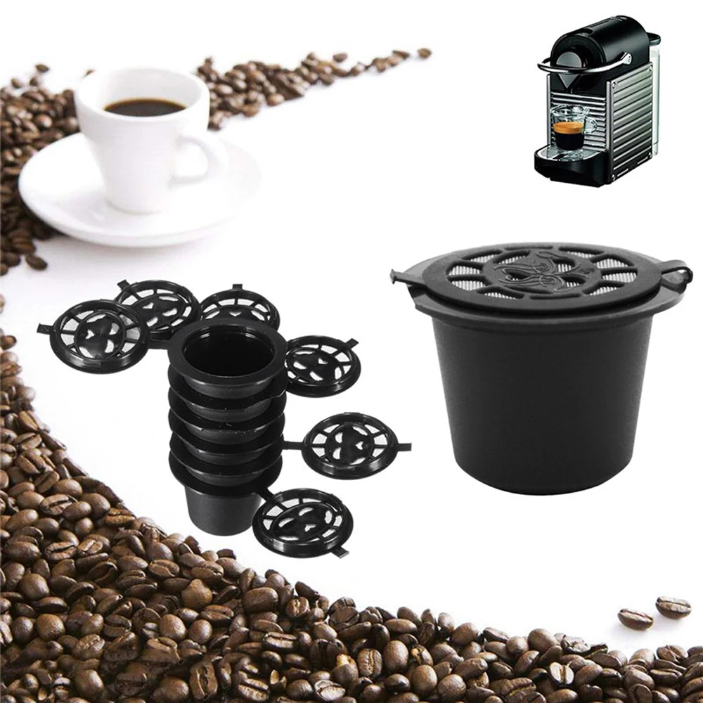 6 шт многоразовые капсулы кофе Nespresso CupBlack заправка фильтр посуда подарок с ложка