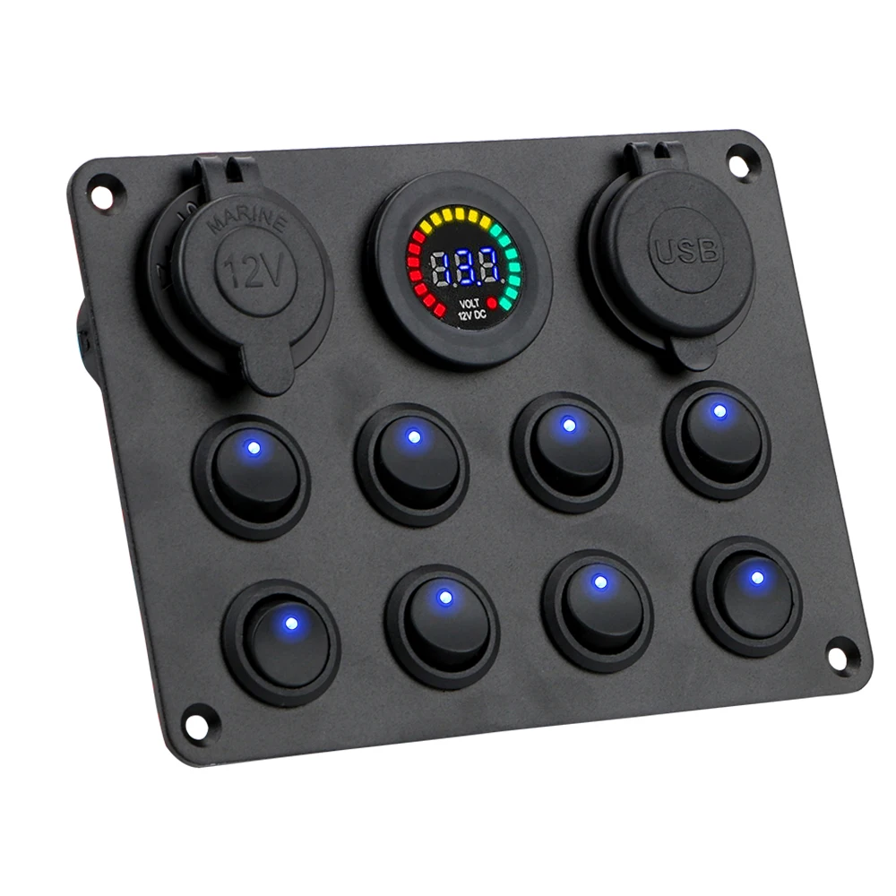 

8 клавиш, 12-24 В, переключатель для панели, двойное зарядное устройство USB, автоматический выключатель для автомобиля, грузовика, квадроцикла, ...