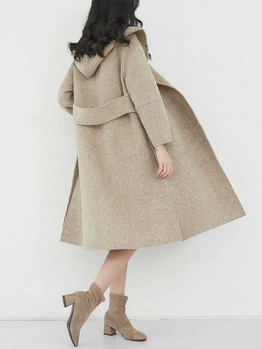 Женская Длинная шерстяная куртка Элегантное повседневное шерстяное пальто в