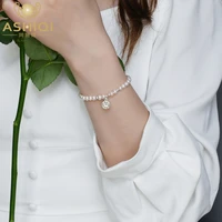 ashiqi natural freshwater pearl bracelet 925 sterling silver elastic cord fashion jewelry women