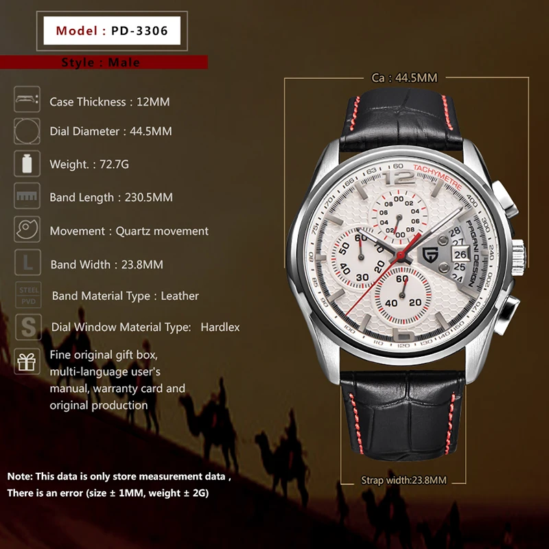 

PAGANI DESIGN New Men's watches quartz business watch man top luxury brand leather chronograph men sport clock Relogio Masculino