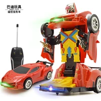 rc car sports car transformation robots models remote control deformation car rc fighting kids toys