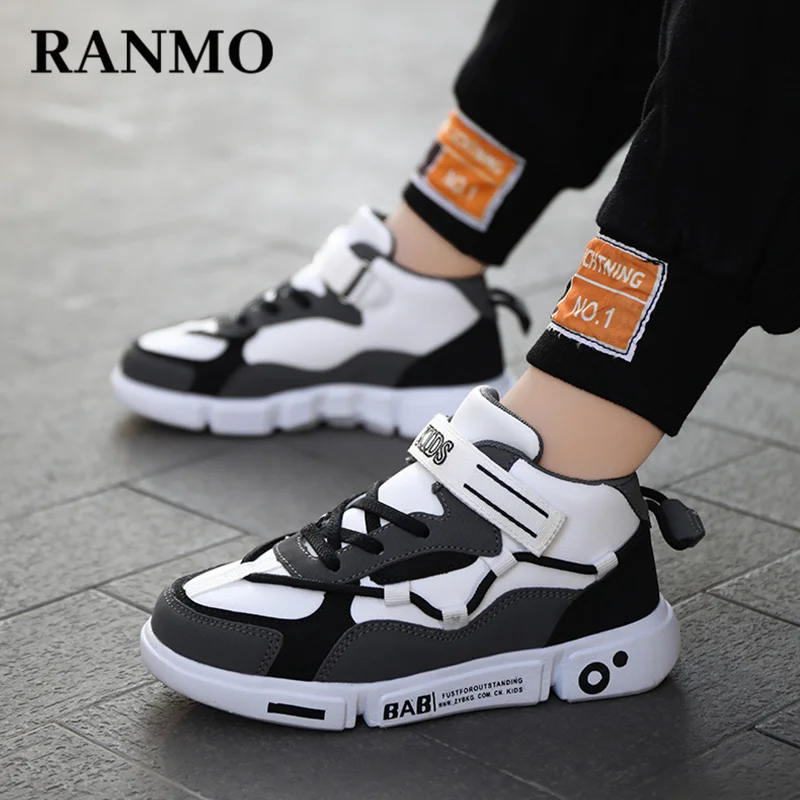 

Children's Shoes For Girls 2021 Kids Sneakers Spring Breathable High-top Leather Velcro Sports Running Shoes