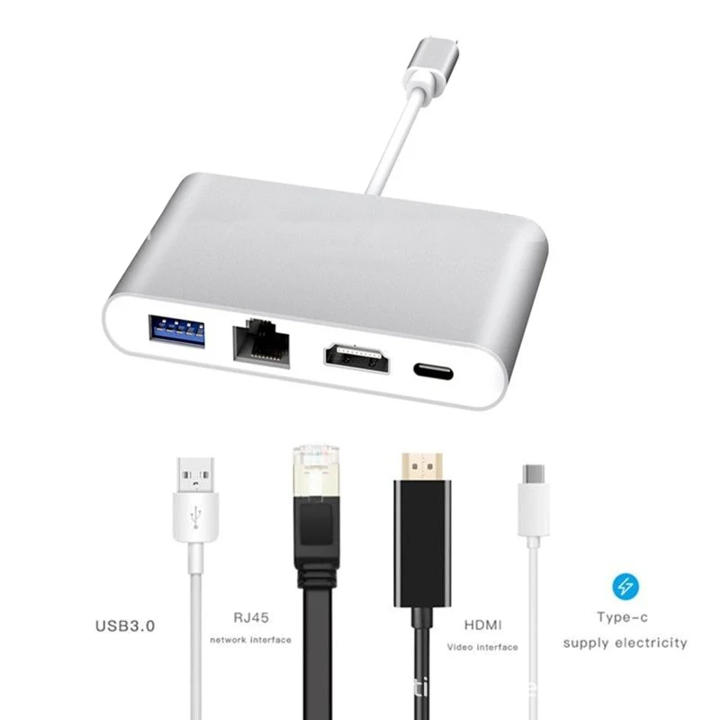Адаптер 4-в-1 Type-C на HMDI адаптер Ethernet RJ45 стандартный концентратор USB 3 0 для Galaxy S8 Dex